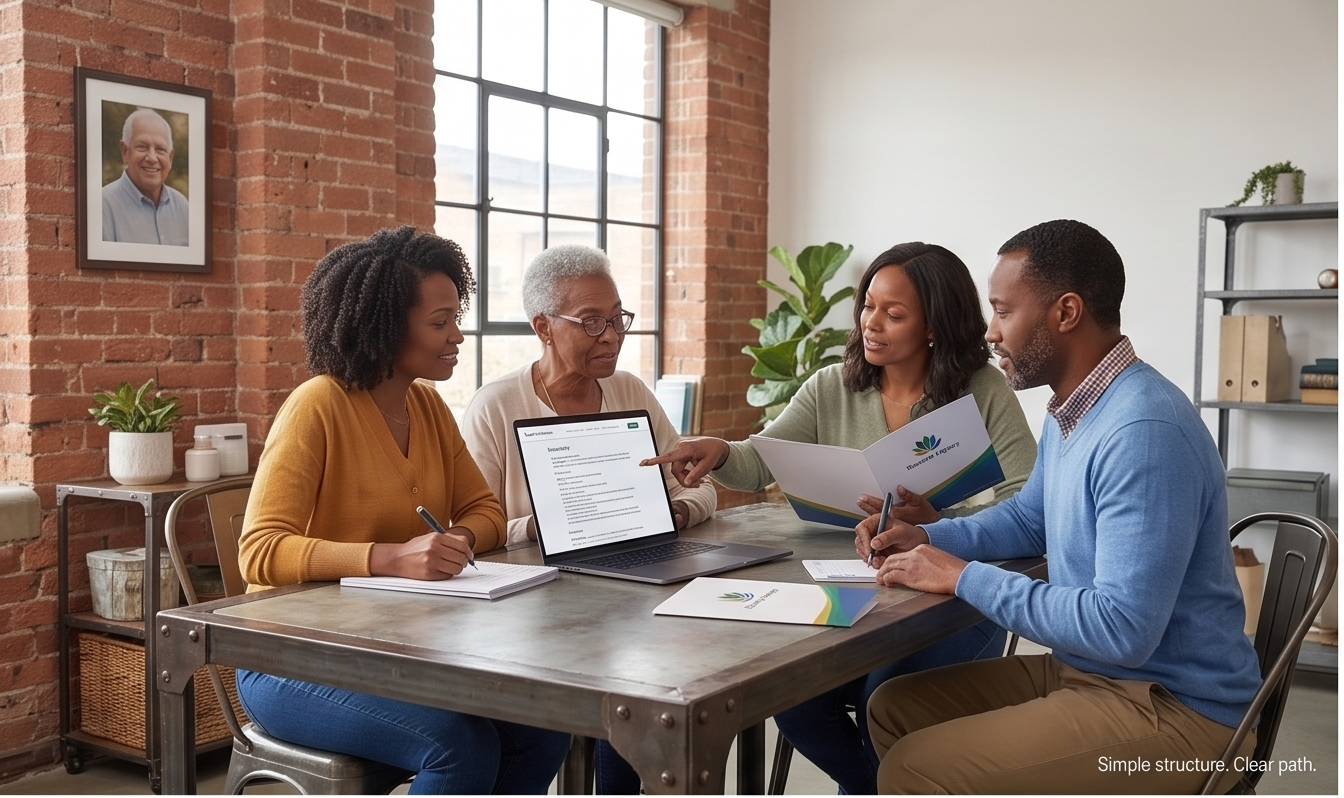 Family reviewing a legacy plan together